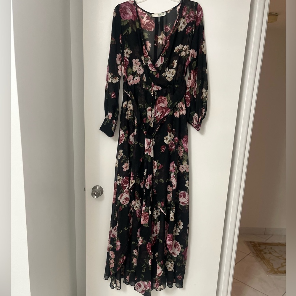 Floral Sheer Blouse with Pink and Green Accents